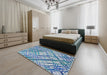 Machine Washable Transitional Coral Blue Rug in a Bedroom, wshpat2598