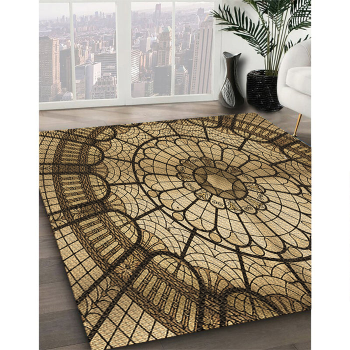 Machine Washable Transitional Bakers Brown Rug in a Family Room, wshpat2599brn