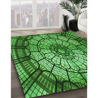 Patterned Deep Emerald Green Rug, pat2599grn