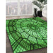 Patterned Deep Emerald Green Rug in Family Room, pat2599grn