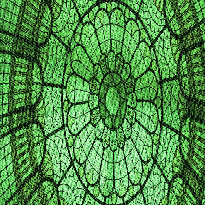 Machine Washable Transitional Deep Emerald Green Rug, wshpat2599grn