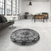 Round Patterned Dark Gray Rug in a Office, pat2599gry