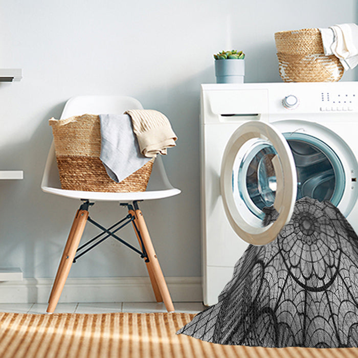 Machine Washable Transitional Dark Gray Rug in a Washing Machine, wshpat2599gry