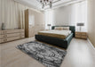 Patterned Dark Gray Rug in a Bedroom, pat2599gry