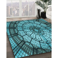 Patterned Deep-Sea Blue Rug, pat2599lblu