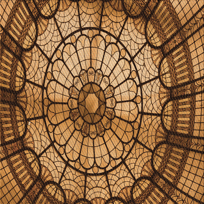 Round Patterned Red Brown Rug, pat2599org