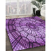 Patterned Purple Rug in Family Room, pat2599pur