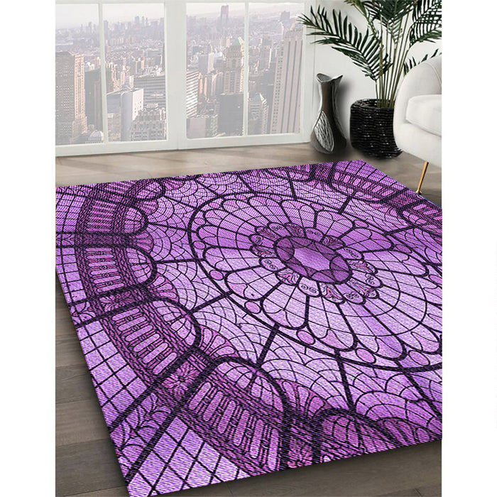 Machine Washable Transitional Purple Rug in a Family Room, wshpat2599pur