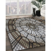 Patterned Charcoal Black Novelty Rug, pat2599