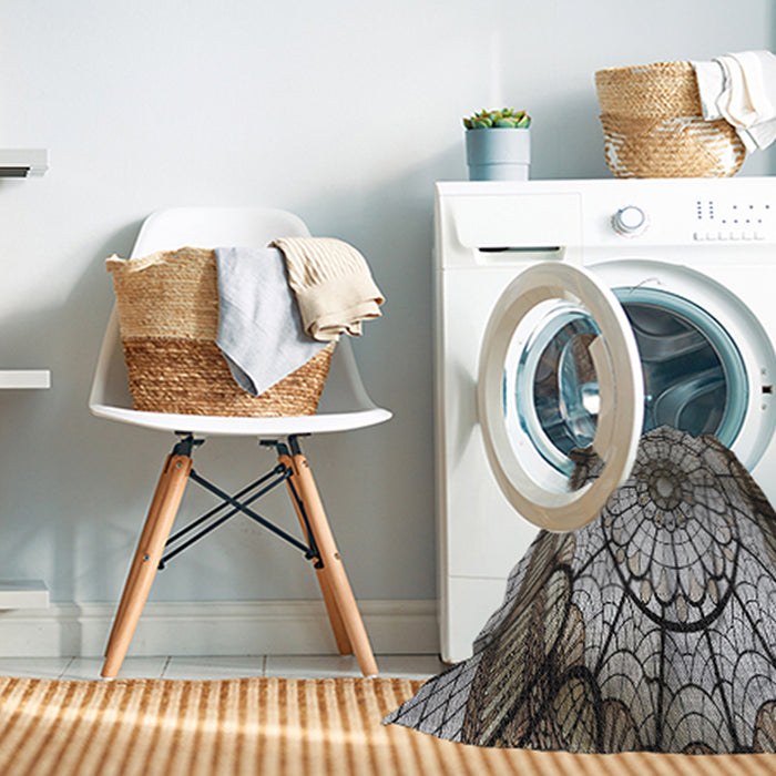 Machine Washable Transitional Charcoal Black Rug in a Washing Machine, wshpat2599