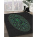 Patterned Black Novelty Rug in Family Room, pat259