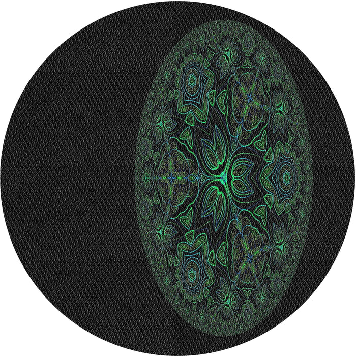 Sideview of Patterned Black Novelty Rug, pat259