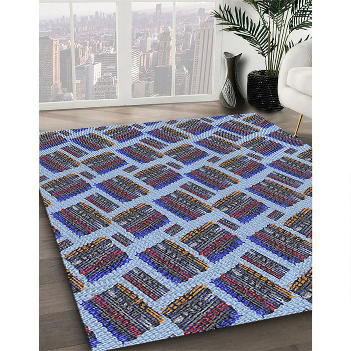 Patterned Blue Novelty Rug in Family Room, pat25