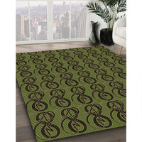 Patterned Olive Green Rug, pat26brn