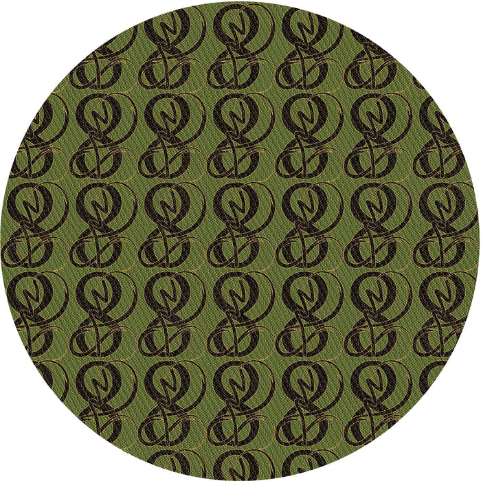 Square Patterned Olive Green Rug, pat26brn