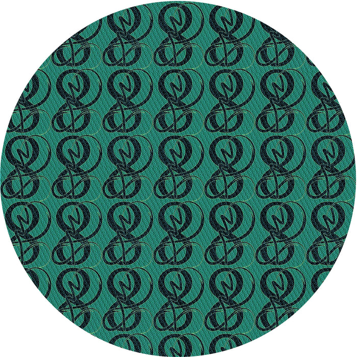 Square Machine Washable Transitional Deep Teal Green Rug in a Living Room, wshpat26lblu