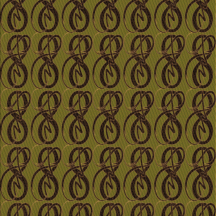 Patterned Dark Yellow Green Rug, pat26org
