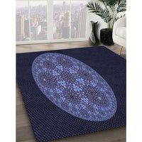 Patterned Deep Periwinkle Purple Rug, pat260blu