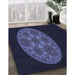 Patterned Deep Periwinkle Purple Rug in Family Room, pat260blu