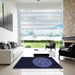 Square Patterned Deep Periwinkle Purple Rug in a Living Room, pat260blu