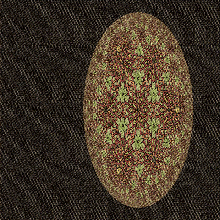 Round Patterned Red Brown Rug, pat260brn