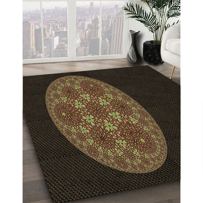 Machine Washable Transitional Red Brown Rug in a Family Room, wshpat260brn