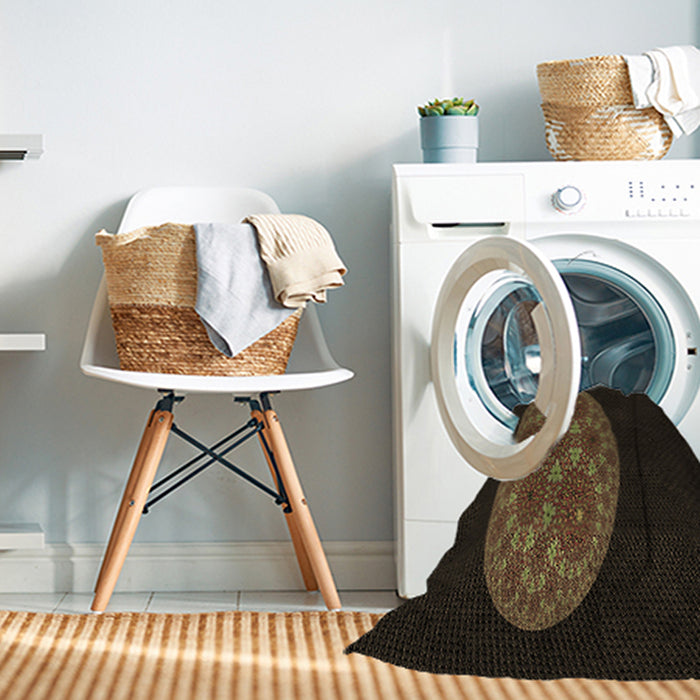 Machine Washable Transitional Red Brown Rug in a Washing Machine, wshpat260brn