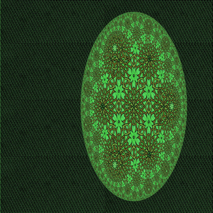 Round Machine Washable Transitional Black Rug, wshpat260grn