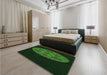 Patterned Black Rug in a Bedroom, pat260grn