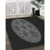 Patterned Black Rug, pat260gry