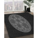 Patterned Black Rug in Family Room, pat260gry