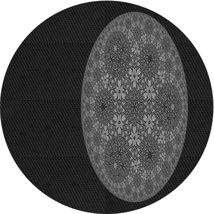 Square Patterned Black Rug, pat260gry
