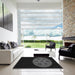 Square Patterned Black Rug in a Living Room, pat260gry