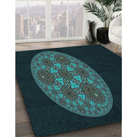 Patterned Black Rug, pat260lblu