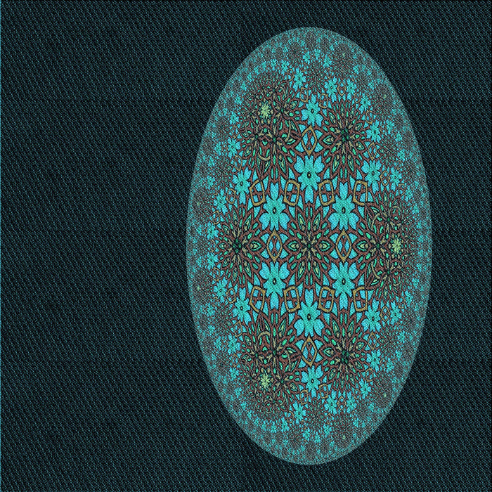 Round Patterned Black Rug, pat260lblu