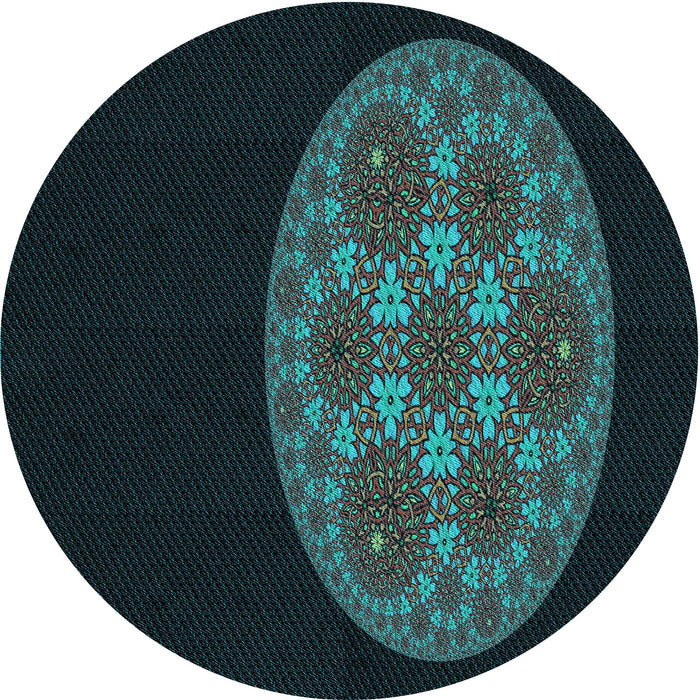 Square Patterned Black Rug, pat260lblu