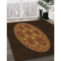 Patterned Saddle Brown Rug, pat260org