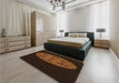 Patterned Saddle Brown Rug in a Bedroom, pat260org