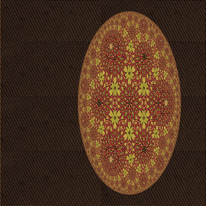 Round Patterned Saddle Brown Rug, pat260org