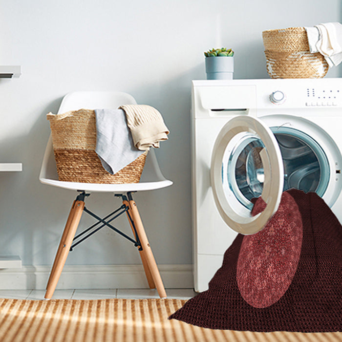 Machine Washable Transitional Fire Brick Red Rug in a Washing Machine, wshpat260rd