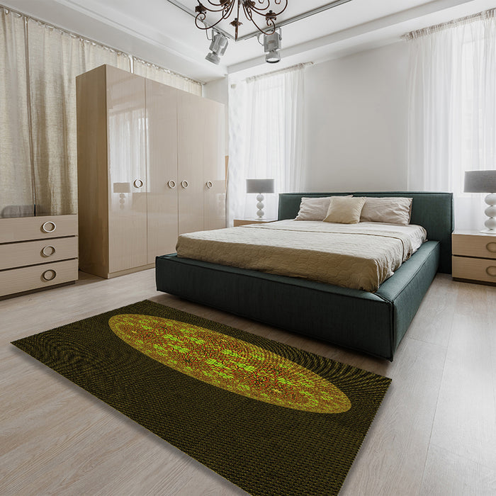 Patterned Oak Brown Rug in a Bedroom, pat260yw