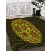 Patterned Oak Brown Rug, pat260yw