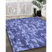 Patterned Sky Blue Rug in Family Room, pat2600blu