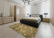 Patterned Dark Bronze Brown Rug in a Bedroom, pat2600brn