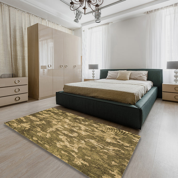 Patterned Dark Bronze Brown Rug in a Bedroom, pat2600brn