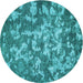 Square Machine Washable Transitional Teal Green Rug in a Living Room, wshpat2600lblu