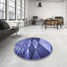 Round Patterned Sky Blue Rug in a Office, pat2601blu