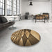 Round Patterned Bronze Brown Rug in a Office, pat2601brn