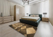 Patterned Bronze Brown Rug in a Bedroom, pat2601brn