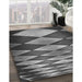 Patterned Black Rug in Family Room, pat2601gry